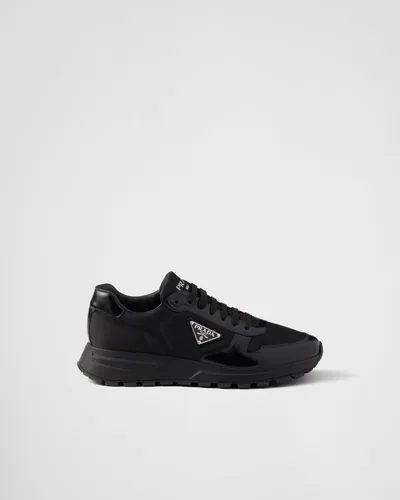 Basket Prada Noir en cuir brossé
