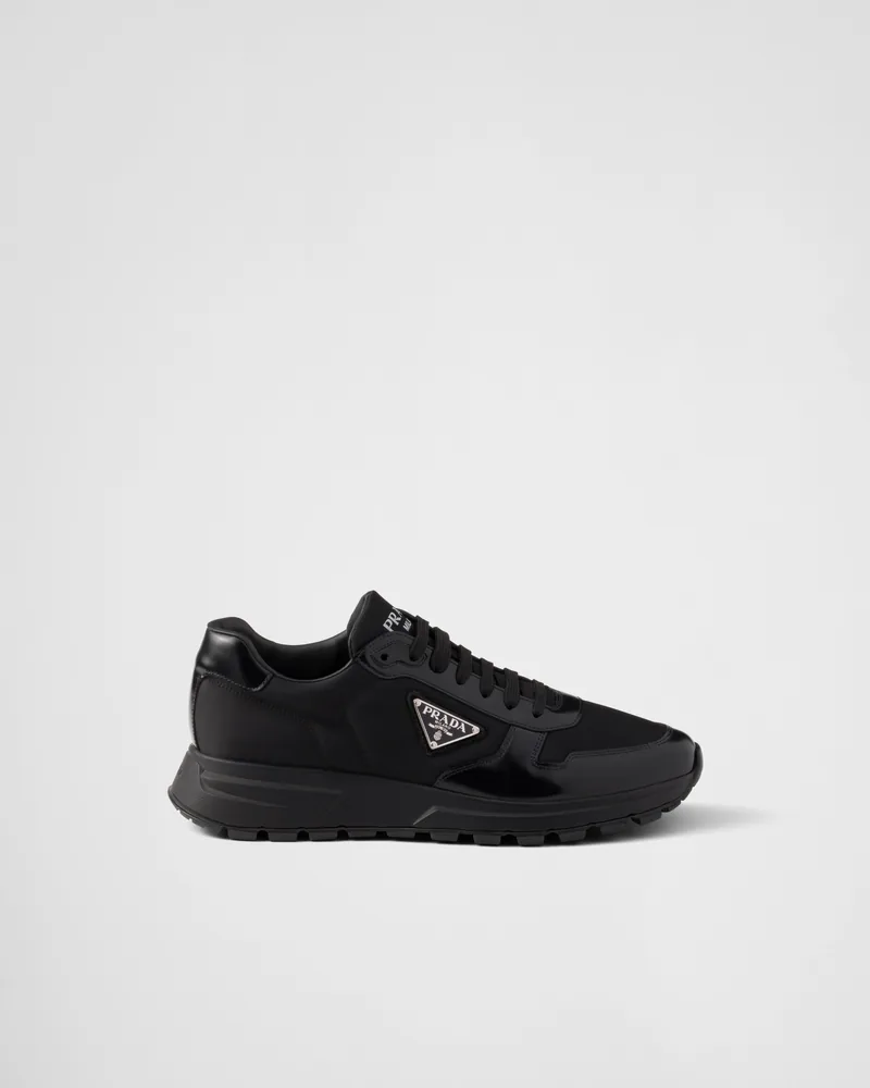 Basket Prada Noir en cuir brossé