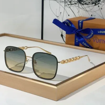 Lunettes de soleil Louis Vuitton LV à monture miroir ajourée avec logo, qualité supérieure