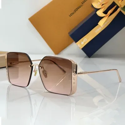 Lunettes de soleil Louis Vuitton LV à monture métallique LRregular de qualité supérieure