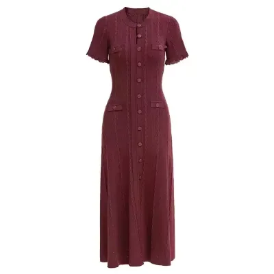 Robe classique boutonnée en maille Sandro