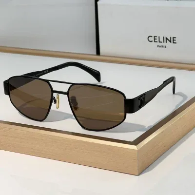 Lunettes de soleil Céline à motif logo métallique, qualité supérieure