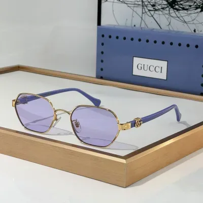 Lunettes de soleil Gucci à monture miroir en métal, logo, qualité supérieure