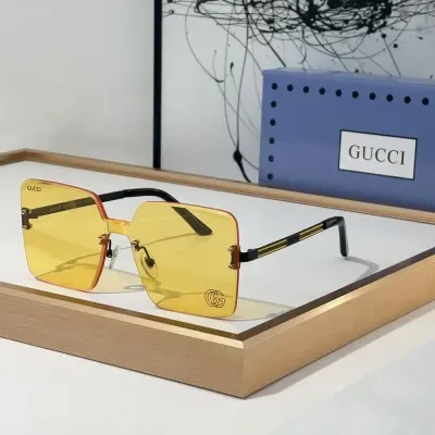 Lunettes de soleil Gucci au design élégant sans monture, qualité supérieure
