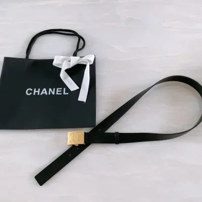 Ceinture Chanel noir, boucle ruban, 30 mm