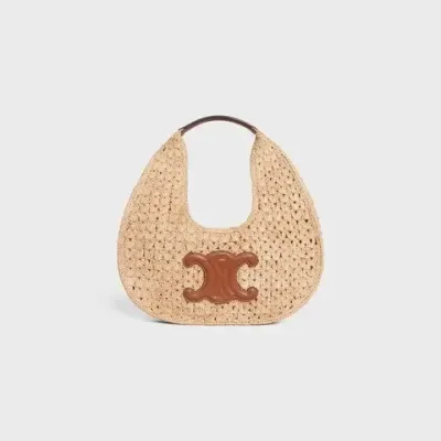 Sac hobo Celine en raphia et cuir de veau