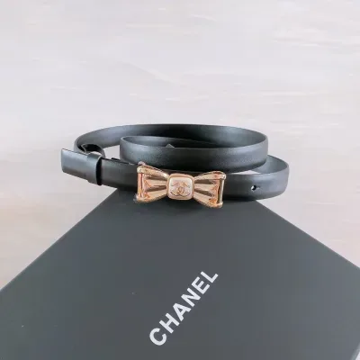 Ceinture Chanel noir, boucle ruban, 30 mm