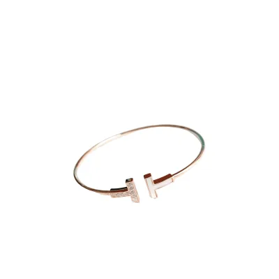 Bracelet Tiffany Double T entièrement serti de diamants et de coquillages blancs