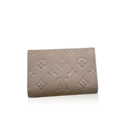 Portefeuille Louis Vuitton en cuir de vachette pleine fleur de qualité supérieure, finition gaufrée, fermeture éclair, noir