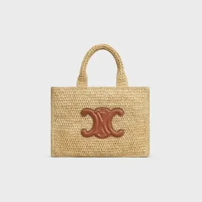 Petit cabas Celine Thaïs en raphia et cuir de veau