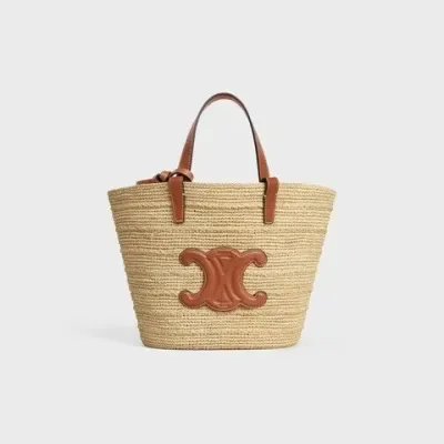 Céline - Classic Panier petit modèle Souple Raphia et veau