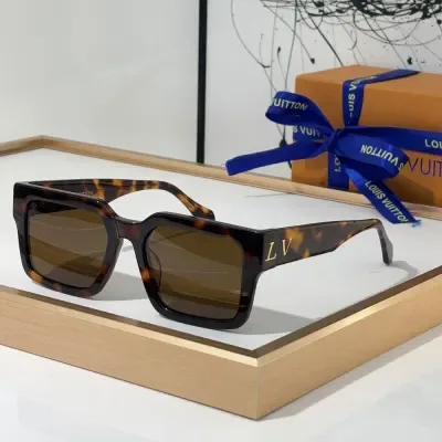 Lunettes de soleil Louis Vuitton LV à monture miroir avec logo, qualité supérieure