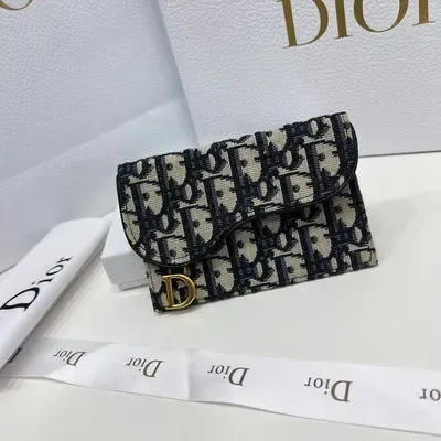 Portefeuille Dior en toile en forme de selle