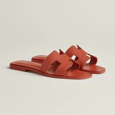 Hermès Sandales Oran rouge lisse