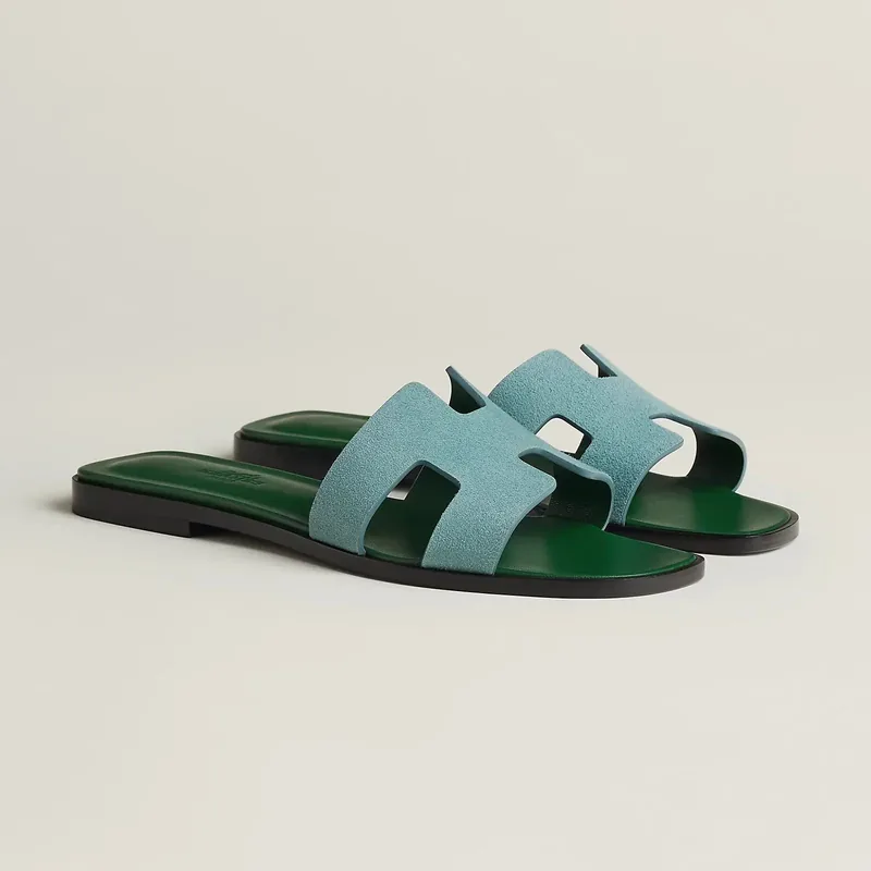 Hermès Sandales Oran - Vert d'eau