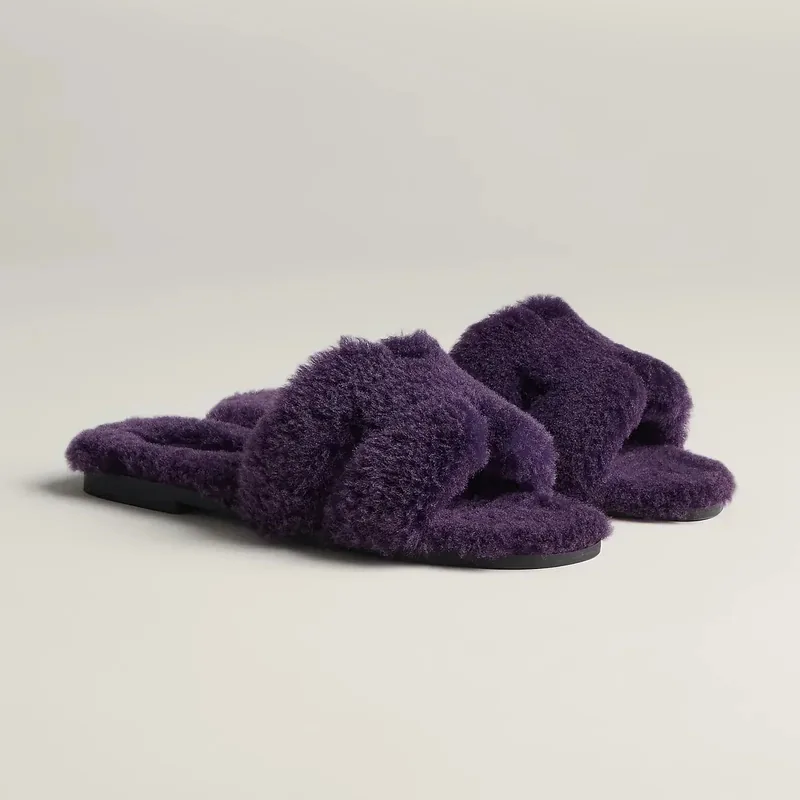Hermès Sandales Oran - violet foncé